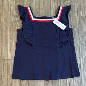 NWT Janie and Jack Navy Ribbon Trim Collar Blouse